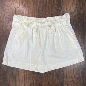Ophelia Roe Paperbag Shorts 2X White Linen Blend Belted Women's